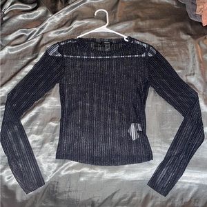 Black sparkle see through long sleeve